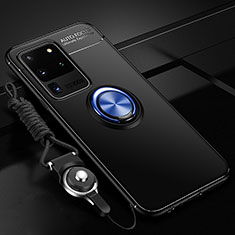 Samsung Galaxy S20 Ultra 5G用極薄ソフトケース シリコンケース 耐衝撃 全面保護 アンド指輪 マグネット式 バンパー JM3 サムスン ネイビー・ブラック