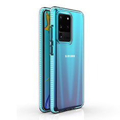 Samsung Galaxy S20 Ultra 5G用極薄ソフトケース シリコンケース 耐衝撃 全面保護 クリア透明 H01 サムスン ブルー