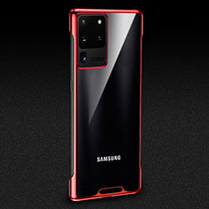 Samsung Galaxy S20 Ultra 5G用ハードカバー クリスタル クリア透明 S01 サムスン レッド