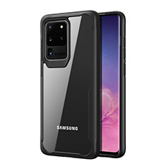 Samsung Galaxy S20 Ultra 5G用ハイブリットバンパーケース クリア透明 プラスチック 鏡面 カバー H02 サムスン ブラック