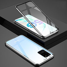 Samsung Galaxy S20 Ultra 5G用ケース 高級感 手触り良い アルミメタル 製の金属製 360度 フルカバーバンパー 鏡面 カバー T02 サムスン シルバー