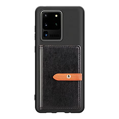 Samsung Galaxy S20 Ultra用極薄ソフトケース シリコンケース 耐衝撃 全面保護 マグネット式 バンパー S12D サムスン ブラック