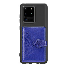 Samsung Galaxy S20 Ultra用極薄ソフトケース シリコンケース 耐衝撃 全面保護 マグネット式 バンパー S13D サムスン ネイビー