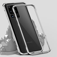 Samsung Galaxy S20 Ultra用ケース 高級感 手触り良い アルミメタル 製の金属製 360度 フルカバーバンパー 鏡面 カバー LK3 サムスン シルバー