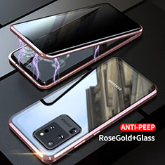 Samsung Galaxy S20 Ultra用ケース 高級感 手触り良い アルミメタル 製の金属製 360度 フルカバーバンパー 鏡面 カバー LK1 サムスン ローズゴールド