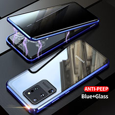 Samsung Galaxy S20 Ultra用ケース 高級感 手触り良い アルミメタル 製の金属製 360度 フルカバーバンパー 鏡面 カバー LK1 サムスン ネイビー
