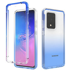 Samsung Galaxy S20 Ultra用前面と背面 360度 フルカバー 極薄ソフトケース シリコンケース 耐衝撃 全面保護 バンパー 勾配色 透明 サムスン ネイビー