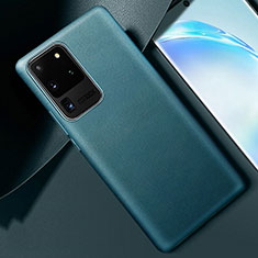 Samsung Galaxy S20 Ultra用ケース 高級感 手触り良いレザー柄 R01 サムスン グリーン
