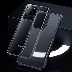 Samsung Galaxy S20 Ultra用ハイブリットバンパーケース クリア透明 プラスチック 鏡面 カバー H01 サムスン ブラック