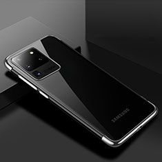 Samsung Galaxy S20 Ultra用極薄ソフトケース シリコンケース 耐衝撃 全面保護 クリア透明 S01 サムスン シルバー