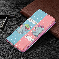 Samsung Galaxy S21 5G用手帳型 レザーケース スタンド パターン カバー B03F サムスン ピンク
