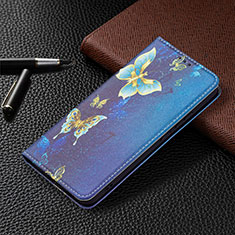 Samsung Galaxy S21 5G用手帳型 レザーケース スタンド パターン カバー B03F サムスン ミッドナイトネイビー