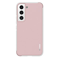Samsung Galaxy S21 5G用シリコンケース ソフトタッチラバー レザー柄 カバー S05 サムスン ピンク