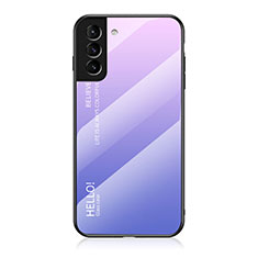 Samsung Galaxy S21 5G用ハイブリットバンパーケース プラスチック 鏡面 虹 グラデーション 勾配色 カバー M02 サムスン ラベンダー