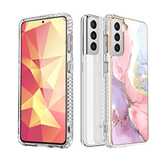 Samsung Galaxy S21 5G用シリコンケース ソフトタッチラバー バタフライ パターン カバー S03 サムスン ピンク