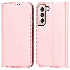 Samsung Galaxy S21 5G用手帳型 レザーケース スタンド カバー D03T サムスン ピンク