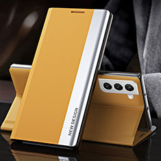 Samsung Galaxy S21 5G用手帳型 レザーケース スタンド カバー L01 サムスン イエロー