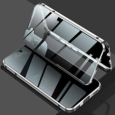 Samsung Galaxy S21 5G用ケース 高級感 手触り良い アルミメタル 製の金属製 360度 フルカバーバンパー 鏡面 カバー M02 サムスン シルバー