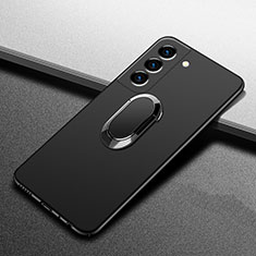 Samsung Galaxy S21 5G用ハードケース プラスチック 質感もマット アンド指輪 マグネット式 A01 サムスン ブラック