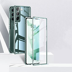 Samsung Galaxy S21 5G用ケース 高級感 手触り良い アルミメタル 製の金属製 360度 フルカバーバンパー 鏡面 カバー サムスン グリーン