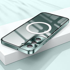 Samsung Galaxy S21 5G用ケース 高級感 手触り良い メタル兼プラスチック バンパー Mag-Safe 磁気 Magnetic サムスン グリーン