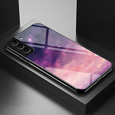 Samsung Galaxy S21 FE 5G用ハイブリットバンパーケース プラスチック 星空 鏡面 カバー S01 サムスン パープル