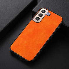 Samsung Galaxy S21 FE 5G用ケース 高級感 手触り良いレザー柄 B06H サムスン オレンジ