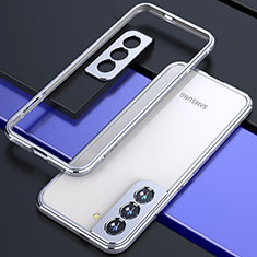 Samsung Galaxy S21 FE 5G用ケース 高級感 手触り良い アルミメタル 製の金属製 バンパー カバー A02 サムスン シルバー