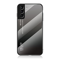 Samsung Galaxy S21 FE 5G用ハイブリットバンパーケース プラスチック 鏡面 虹 グラデーション 勾配色 カバー M02 サムスン グレー