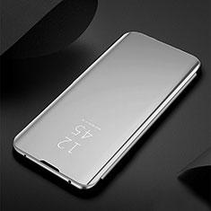Samsung Galaxy S21 FE 5G用手帳型 レザーケース スタンド 鏡面 カバー L01 サムスン シルバー