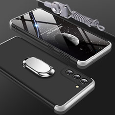 Samsung Galaxy S21 FE 5G用ハードケース プラスチック 質感もマット 前面と背面 360度 フルカバー M01 サムスン シルバー・ブラック