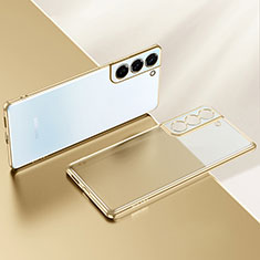 Samsung Galaxy S21 FE 5G用極薄ソフトケース シリコンケース 耐衝撃 全面保護 クリア透明 H03 サムスン ゴールド