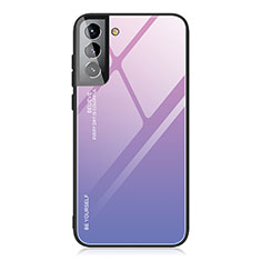 Samsung Galaxy S21 FE 5G用ハイブリットバンパーケース プラスチック 鏡面 虹 グラデーション 勾配色 カバー サムスン ラベンダー