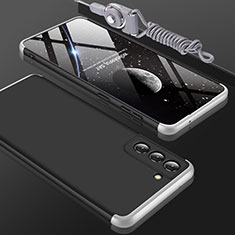 Samsung Galaxy S21 FE 5G用ハードケース プラスチック 質感もマット 前面と背面 360度 フルカバー サムスン シルバー・ブラック