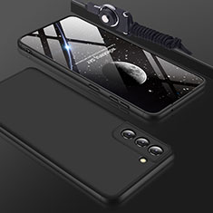 Samsung Galaxy S21 FE 5G用ハードケース プラスチック 質感もマット 前面と背面 360度 フルカバー サムスン ブラック