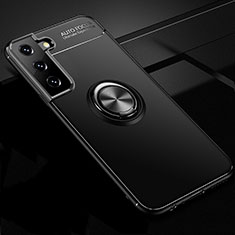 Samsung Galaxy S21 Plus 5G用極薄ソフトケース シリコンケース 耐衝撃 全面保護 アンド指輪 マグネット式 バンパー サムスン ブラック