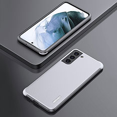 Samsung Galaxy S21 Plus 5G用シリコンケース ソフトタッチラバー レザー柄 カバー S02 サムスン ホワイト