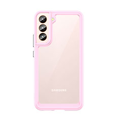 Samsung Galaxy S21 Plus 5G用ハイブリットバンパーケース クリア透明 プラスチック カバー M03 サムスン ピンク