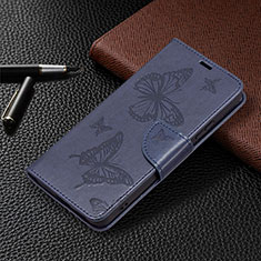 Samsung Galaxy S21 Plus 5G用手帳型 レザーケース スタンド バタフライ 蝶 カバー B13F サムスン ネイビー