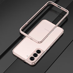Samsung Galaxy S21 Plus 5G用ケース 高級感 手触り良い アルミメタル 製の金属製 バンパー カバー T01 サムスン ローズゴールド
