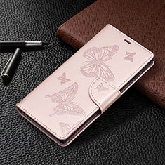 Samsung Galaxy S21 Ultra 5G用手帳型 レザーケース スタンド バタフライ 蝶 カバー B13F サムスン ゴールド