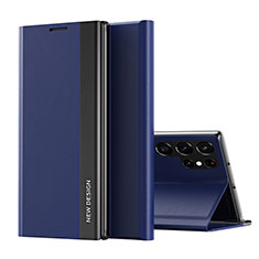 Samsung Galaxy S21 Ultra 5G用手帳型 レザーケース スタンド カバー T01 サムスン ネイビー