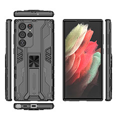 Samsung Galaxy S21 Ultra 5G用ハイブリットバンパーケース スタンド プラスチック 兼シリコーン カバー マグネット式 A03 サムスン ブラック