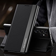 Samsung Galaxy S21 Ultra 5G用手帳型 レザーケース スタンド カバー L01 サムスン ブラック