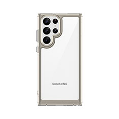 Samsung Galaxy S21 Ultra 5G用ハイブリットバンパーケース クリア透明 プラスチック カバー M03 サムスン グレー