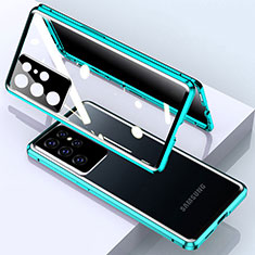 Samsung Galaxy S21 Ultra 5G用ケース 高級感 手触り良い アルミメタル 製の金属製 360度 フルカバーバンパー 鏡面 カバー M03 サムスン グリーン