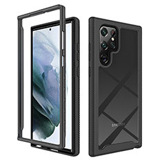 Samsung Galaxy S21 Ultra 5G用360度 フルカバー ハイブリットバンパーケース クリア透明 プラスチック カバー M02 サムスン ブラック