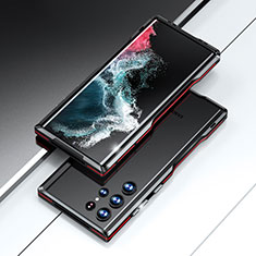 Samsung Galaxy S21 Ultra 5G用ケース 高級感 手触り良い アルミメタル 製の金属製 バンパー カバー A02 サムスン レッド・ブラック