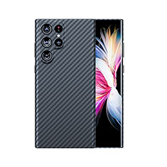 Samsung Galaxy S21 Ultra 5G用炭素繊維ケース ソフトタッチラバー ツイル カバー T02 サムスン ブラック