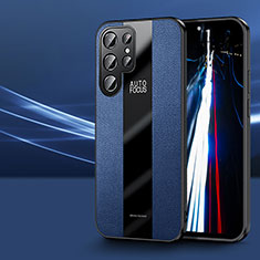 Samsung Galaxy S21 Ultra 5G用シリコンケース ソフトタッチラバー レザー柄 カバー S07 サムスン ネイビー
